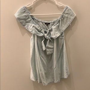 Off the shoulder jean wash blouse